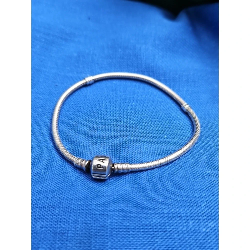 PANDORA Moments Sterling Silver‎ Snake Cable Charm Bracelet 8